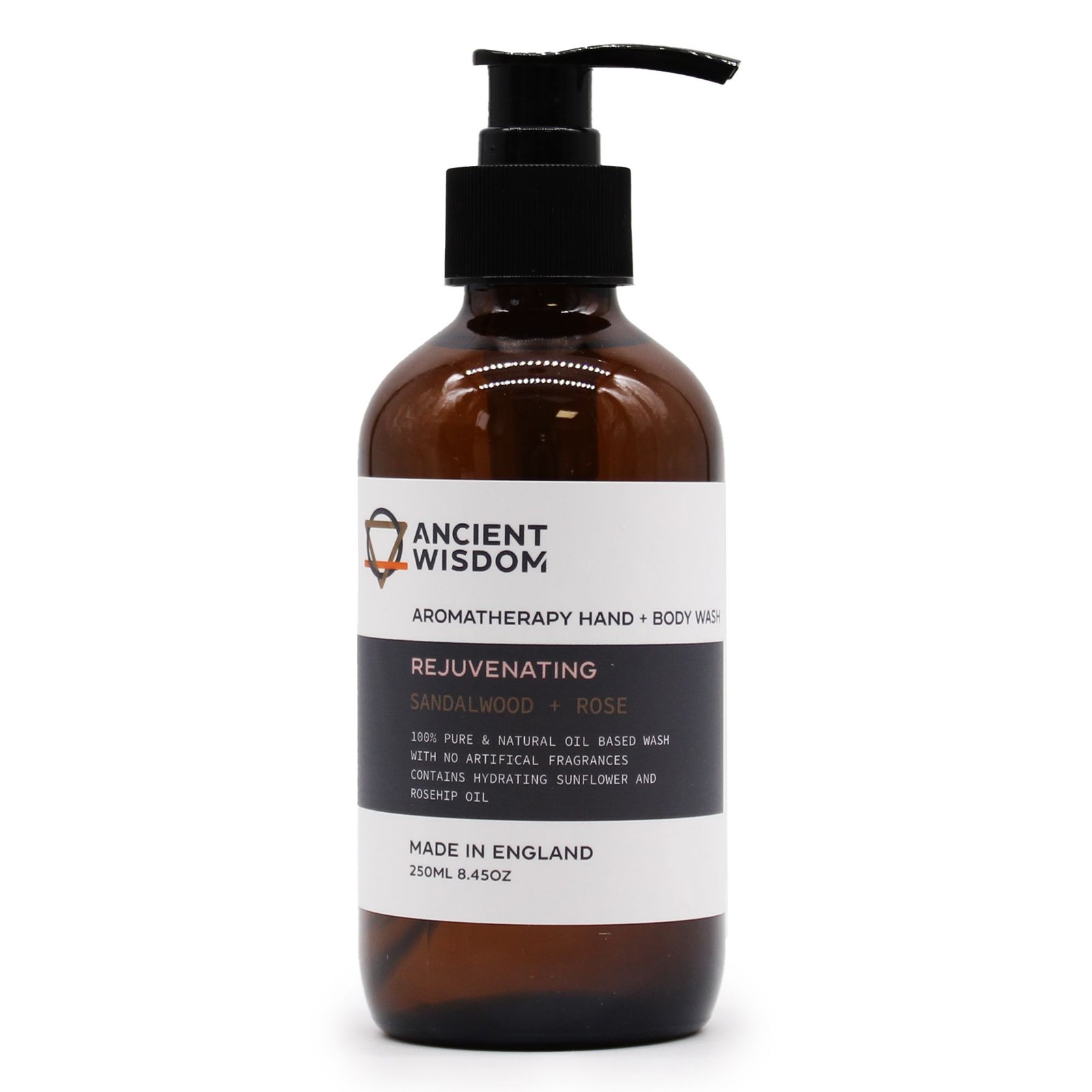 Zeep voor handen en lichaam met sandelhout en roos 250ml - Afbeelding 2